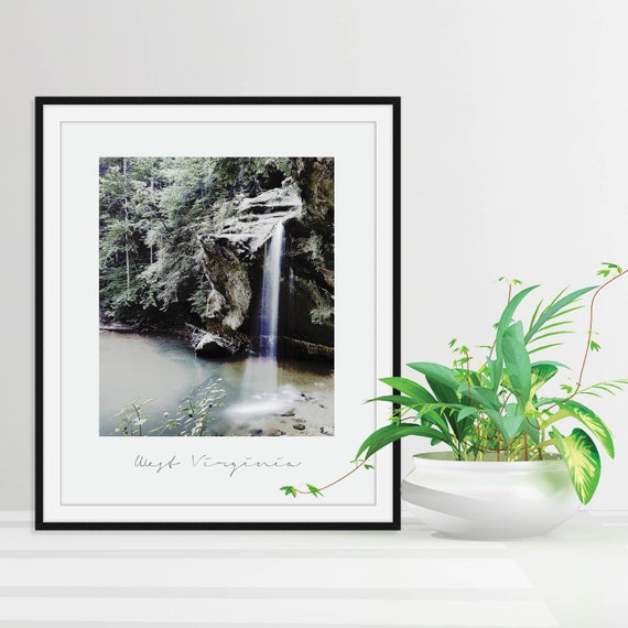 West Virginia Landscape Print Nature Wall Art West Virginia Gifts Waterfall Wall Art Charleston Rustic Decor Minimalist
