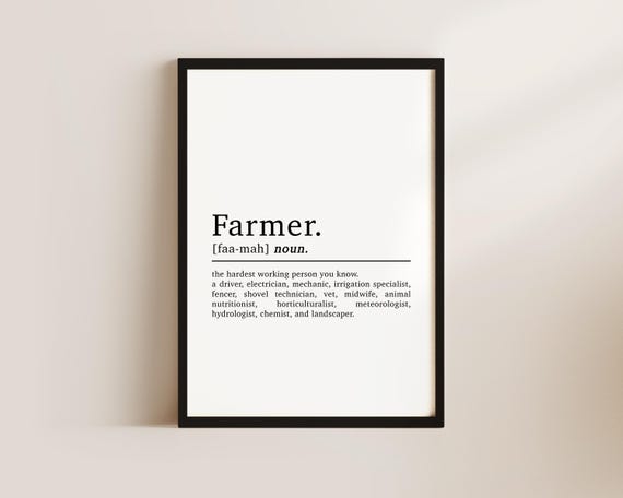 Farmer Definition Typography Art Print, Farmhouse Decor