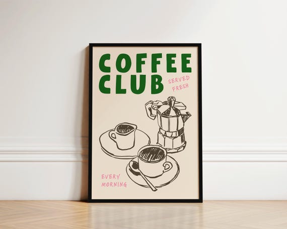 Coffee Club Kitchen Art Print, Coffee Lover