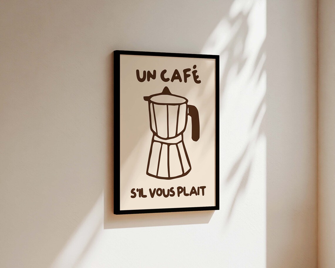 Un Cafe Coffee Kitchen Art Print, Retro French Style - Image 3