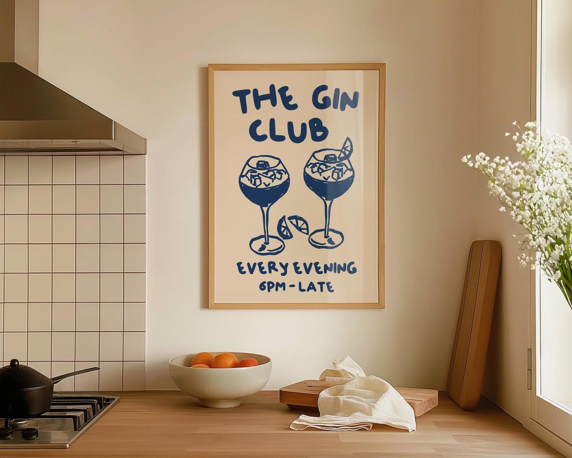 Gin Club Kitchen Print, Gin Quote Art Print - Image 3