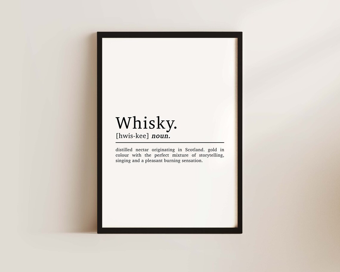 Whisky Definition Art Print, Gifts For Dad Office