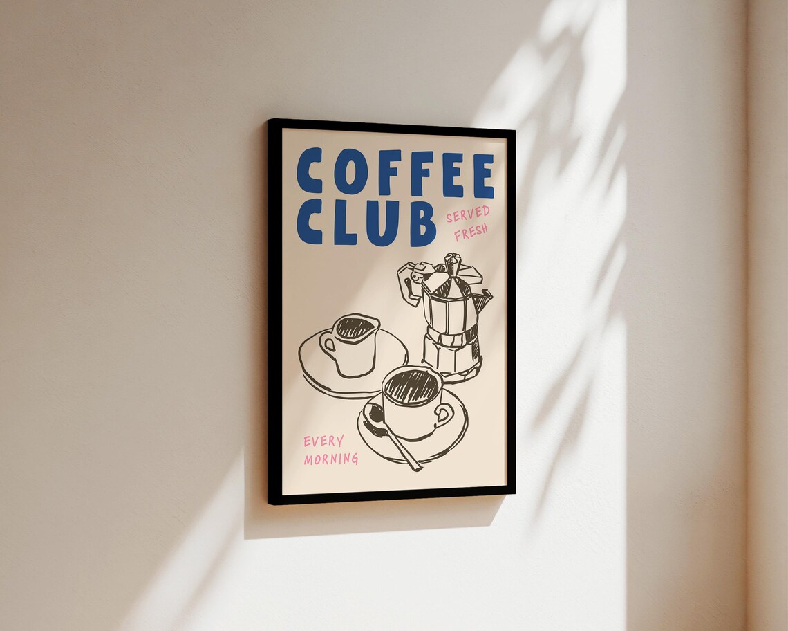 Coffee Club - Hand Drawn Kitchen Art - Image 3