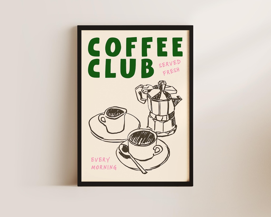 Coffee Club Kitchen Art Print, Coffee Lover - Image 2