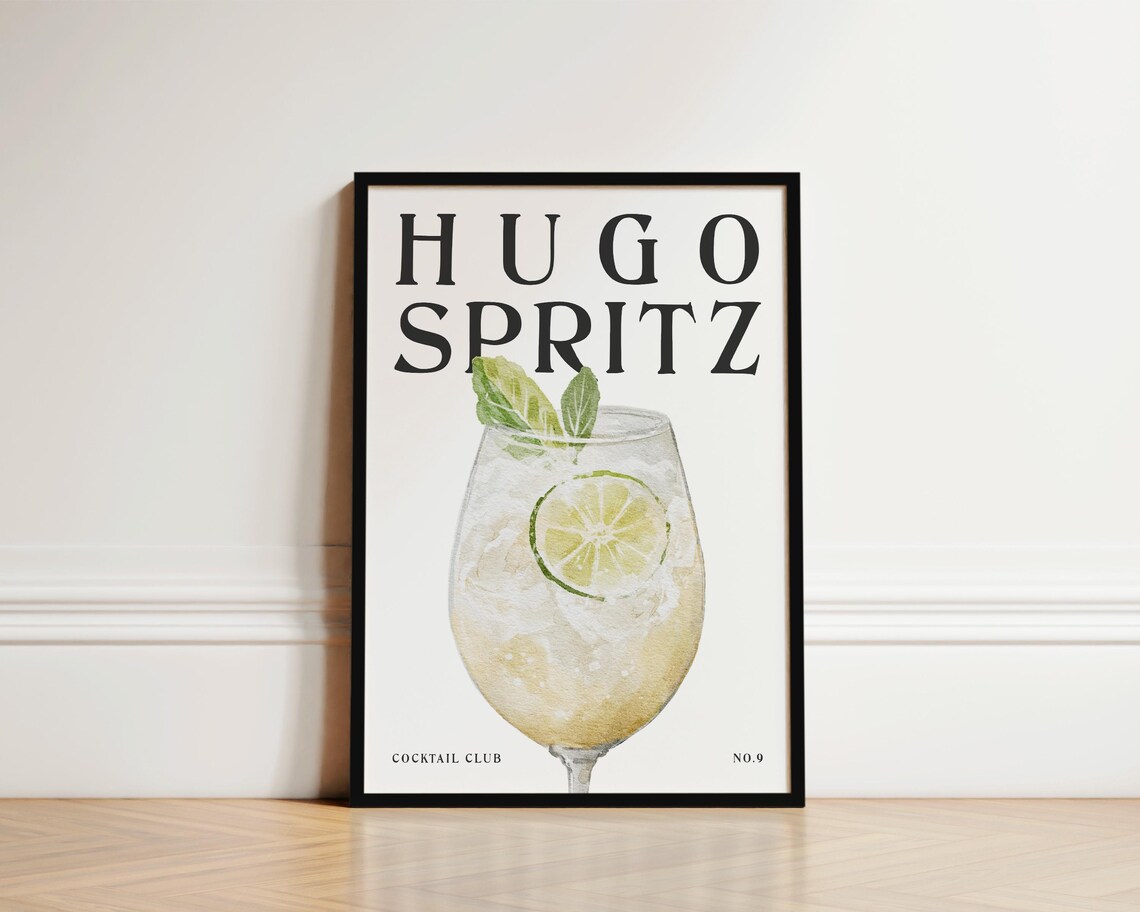 Hugo Spritz Cocktail Poster, Kitchen Wall Art