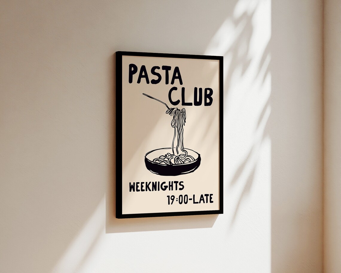 Pasta Club Kitchen Art Print, Hand-Drawn Poster - Image 3
