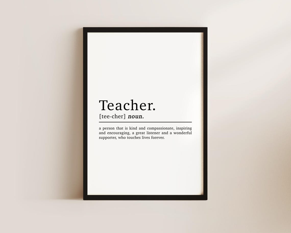 Teacher Definition Thank You Typography Art Print
