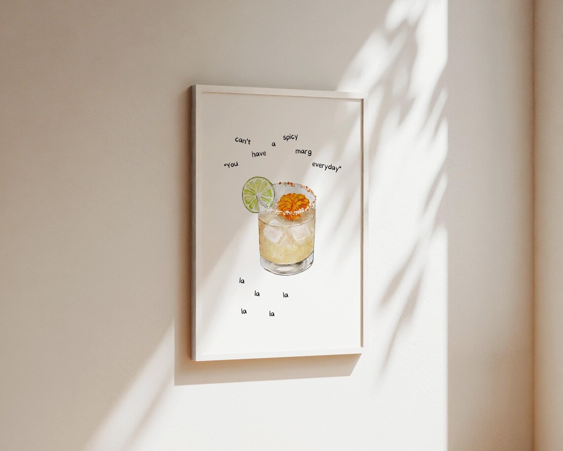 Spicy Margarita Funny Bar Poster with a Spicy Marg Quote Art - Image 2