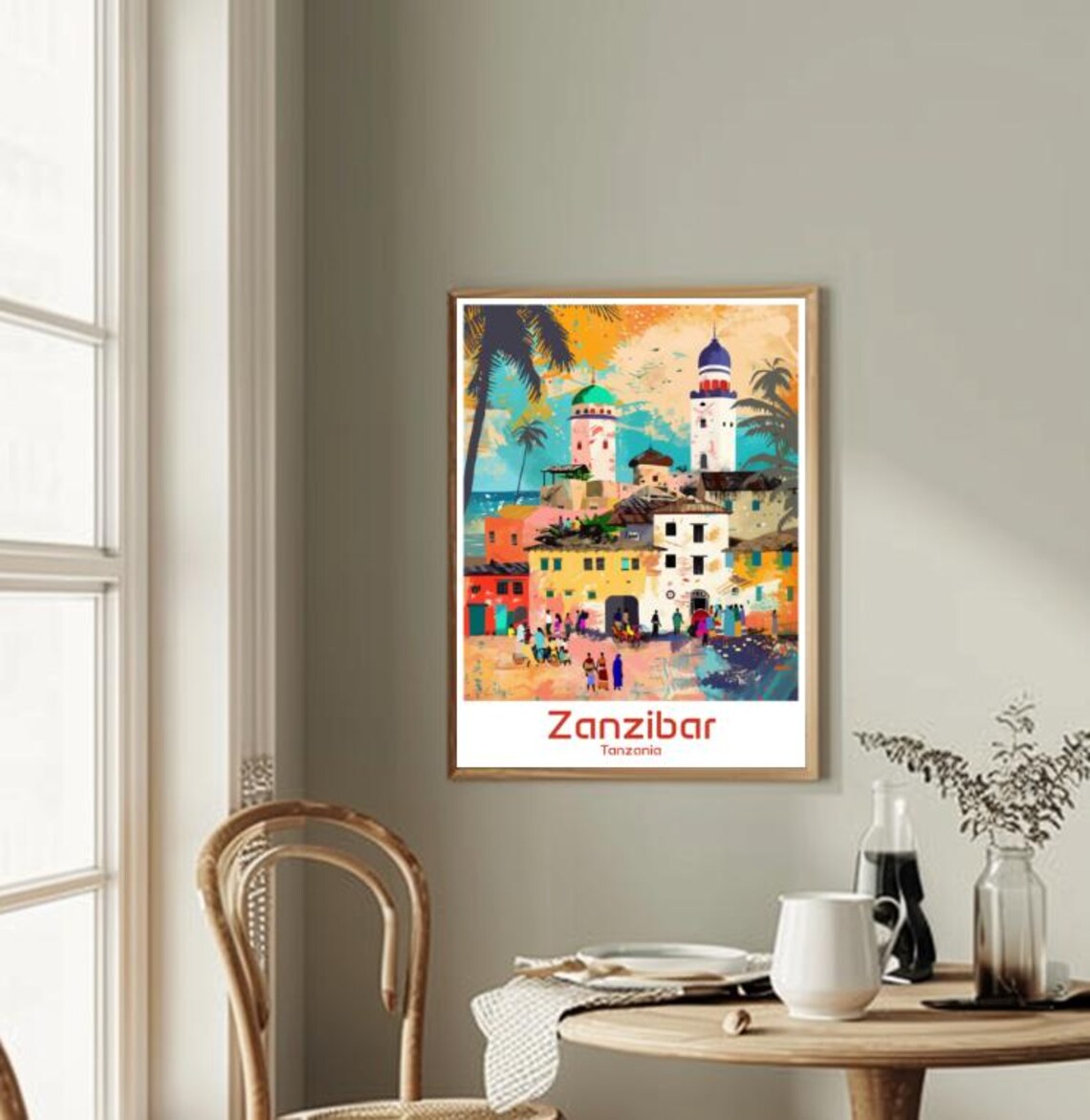 Zanzibar Tanzania Colorful Stone Town Harbor Mosques Travel Poster - Image 2