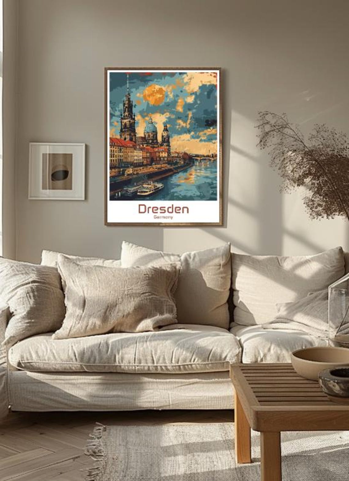 Dresden Germany Elbe River Baroque Skyline Dusk View Scene Poster - Image 3