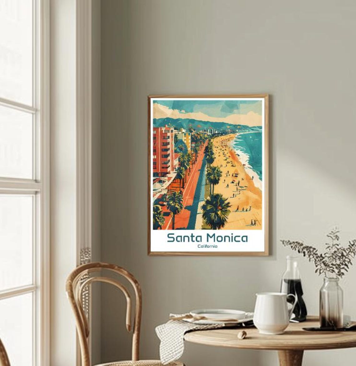 Santa Monica California Beach Palm Lined Boulevard View Poster - Image 2