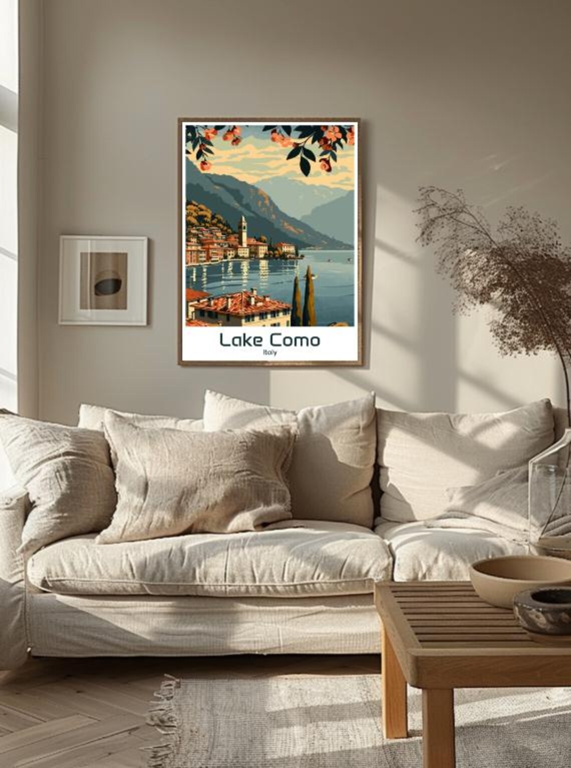Lake Como Italy Lakeside Village Church Tower Sunset Travel Poster - Image 3