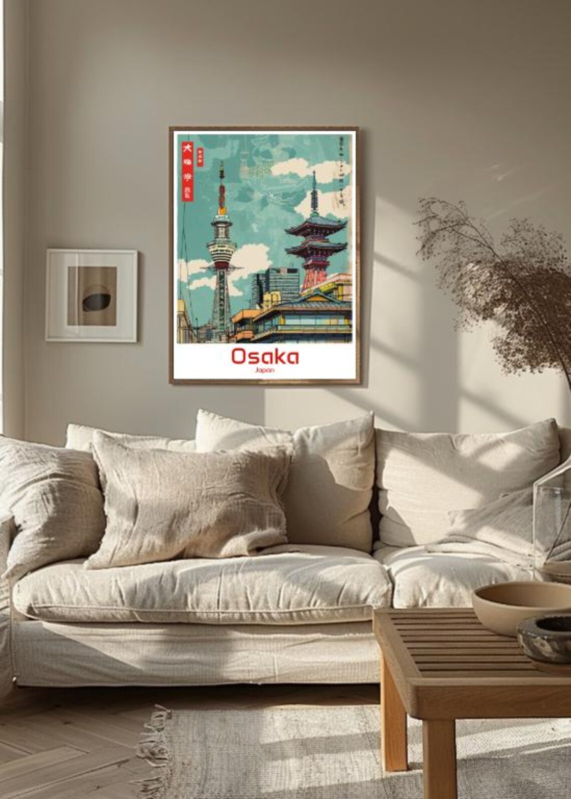 Osaka Japan Tsutenkaku Tower And Five Story Pagoda Retro Poster - Image 3