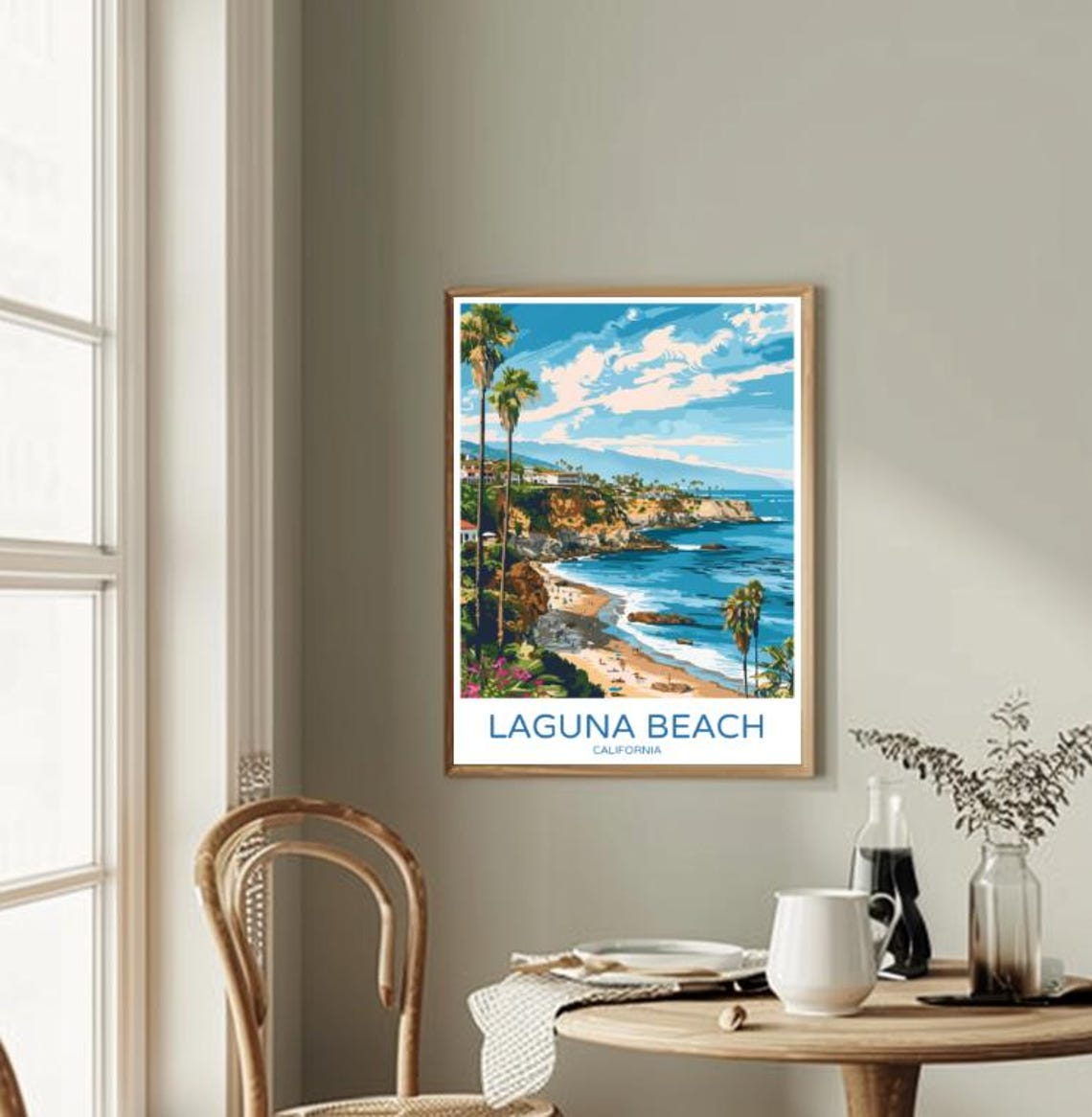 Laguna Beach California Cove With Palms And Cliffs Travel Poster - Image 2