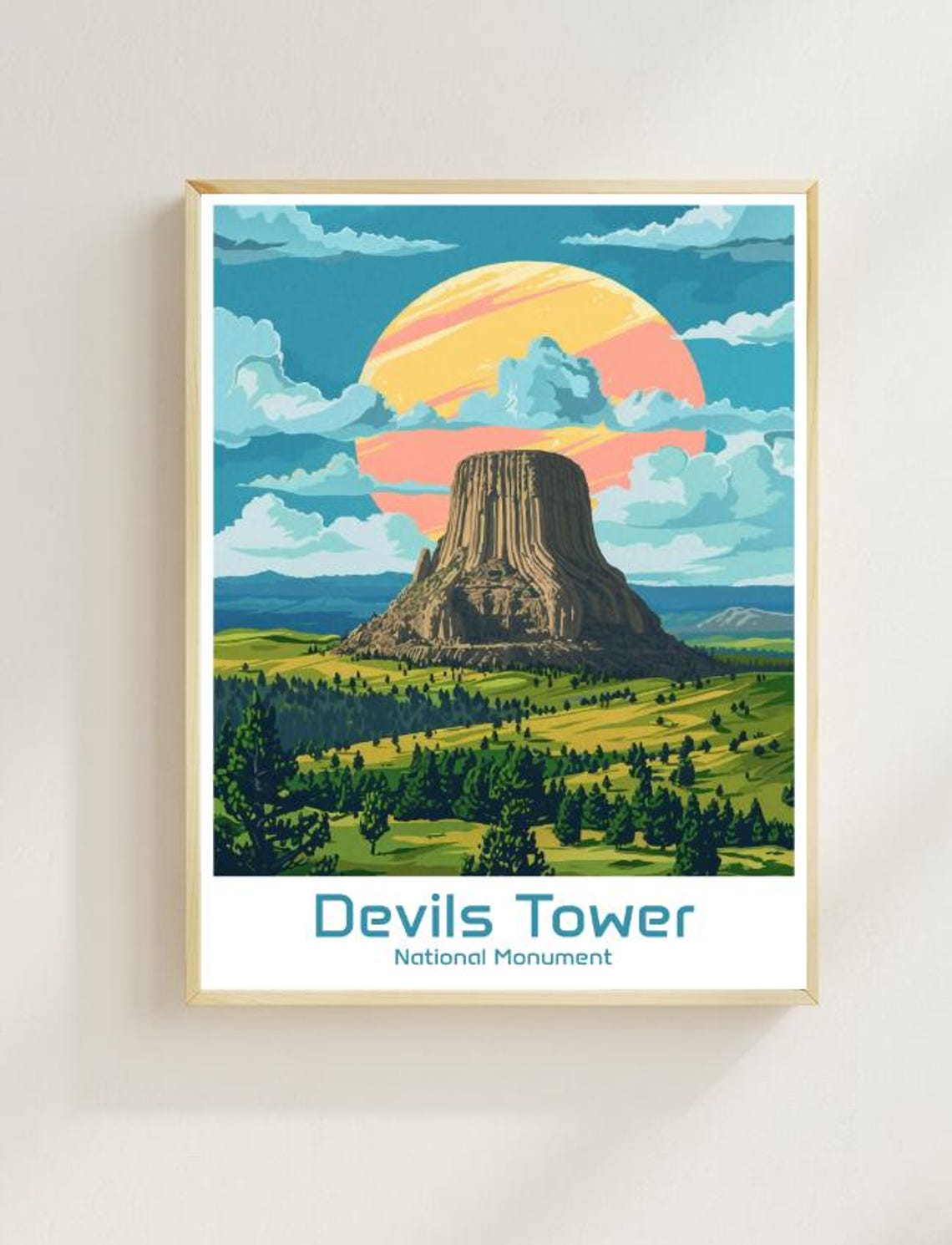 Devils Tower National Monument Sunset Wyoming Landscape Poster