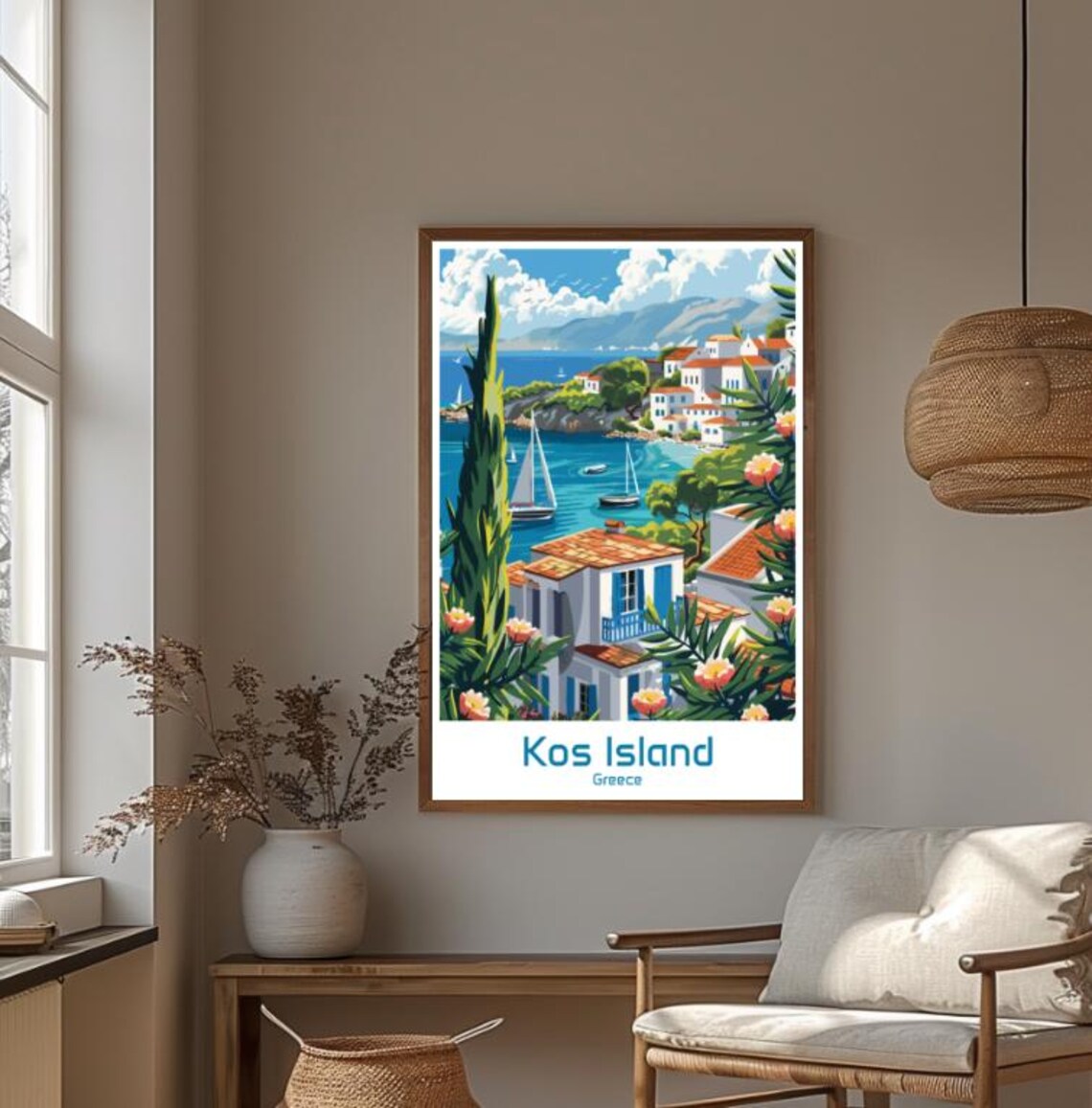 Kos Island Greece Seaside Village Sailboats Aegean Travel Poster - Image 4