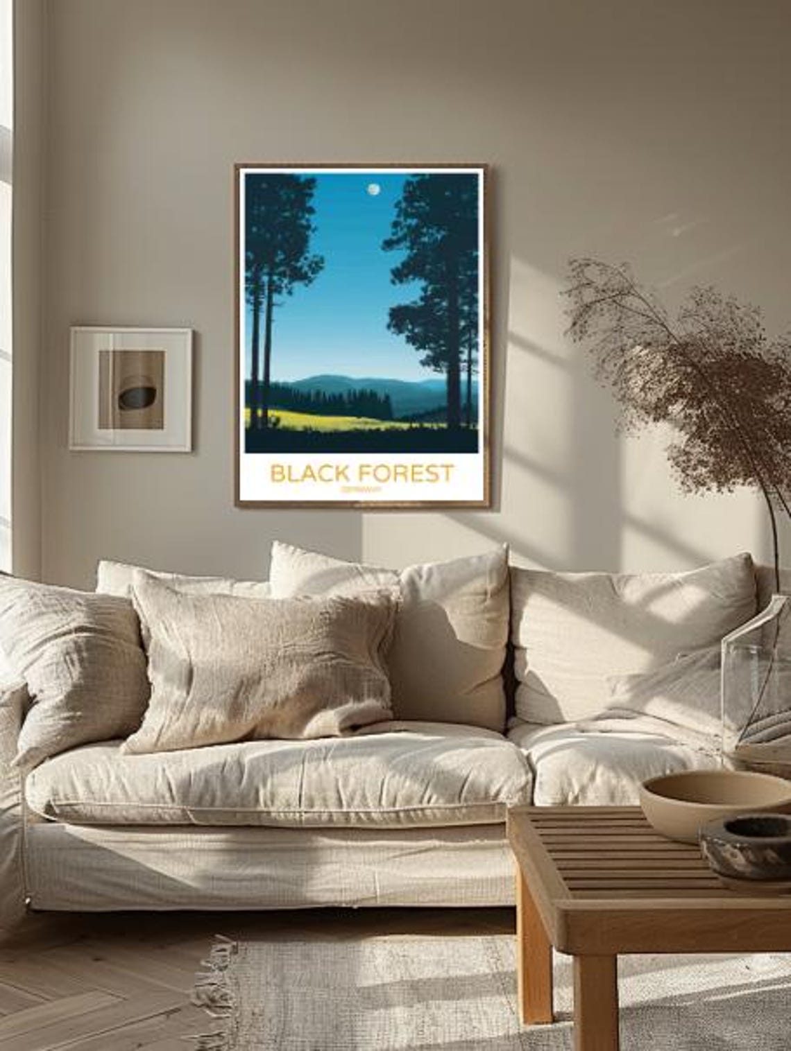 Black Forest Germany Travel Poster Pine Trees Moonlit Hills View - Image 2