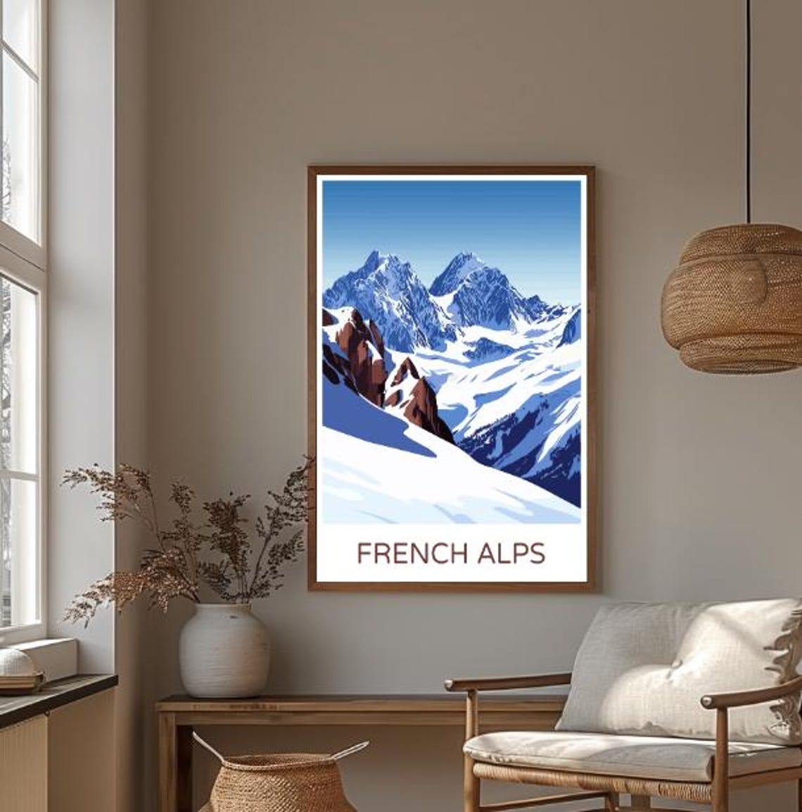 French Alps Snowy Mountain Peaks Winter Alpine Summit Poster - Image 3