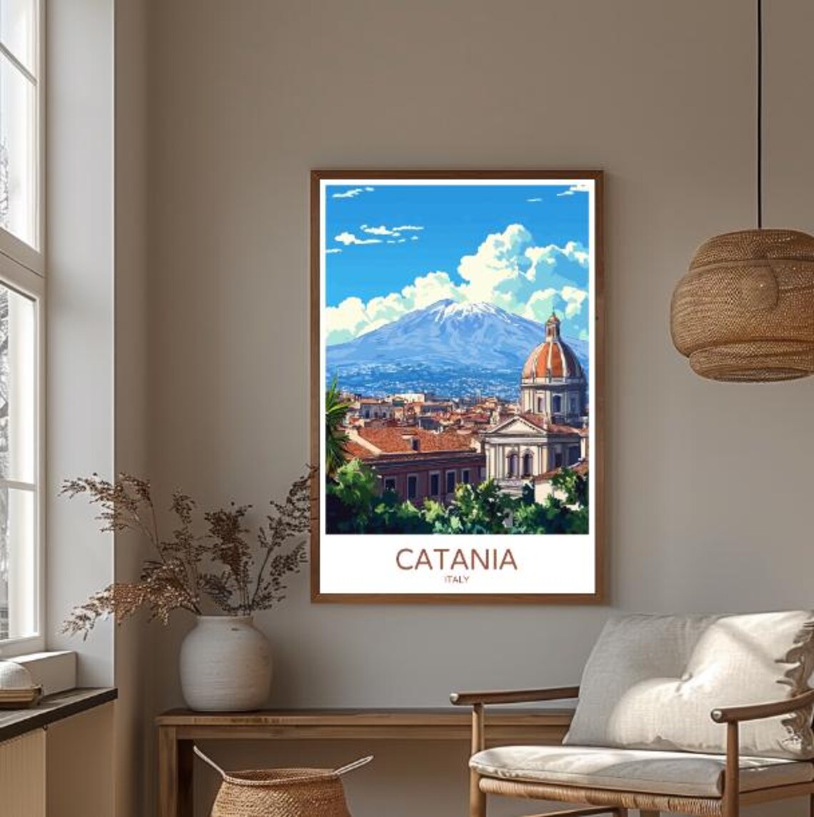 Catania Italy Travel Poster Stunning Wall Art Of Mount Etna Historic Cityscape Sicilian Decor Italian Landscape Print Gift Idea - Image 3