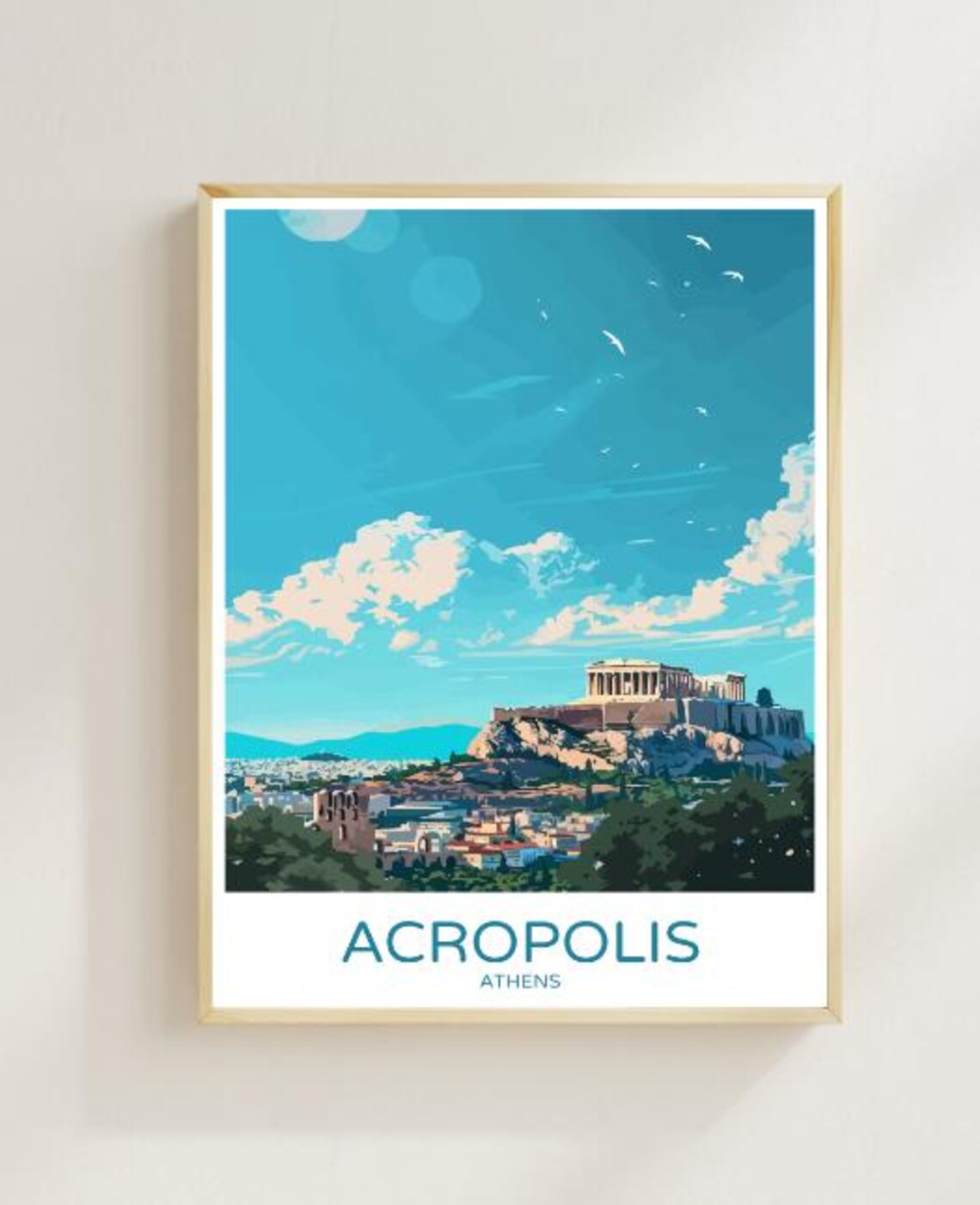 Athens Greece Acropolis Parthenon Hilltop Landmark Travel Poster