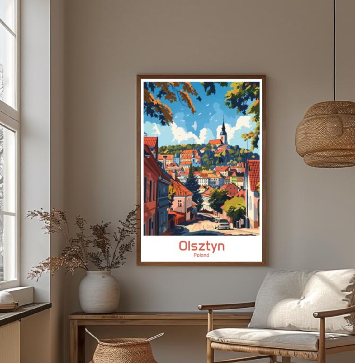 Olsztyn Poland Old Town Castle Hill Street Scene Vintage Travel Poster - Image 4