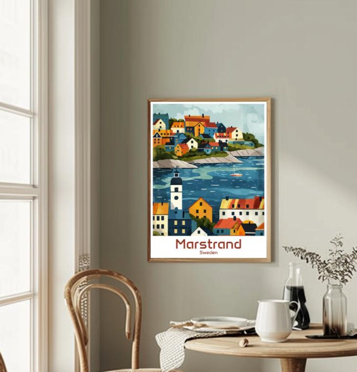Marstrand Sweden Colorful Island Town Harbor Scene Travel Poster - Image 2
