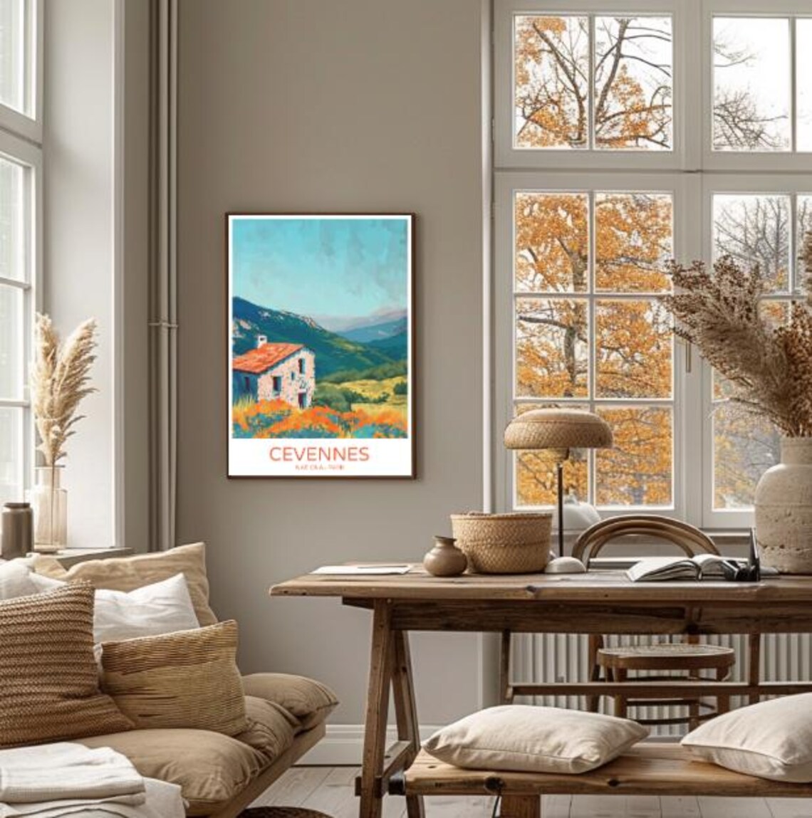Cevennes National Park Stone Cottage and Wildflowers Travel Poster - Image 4