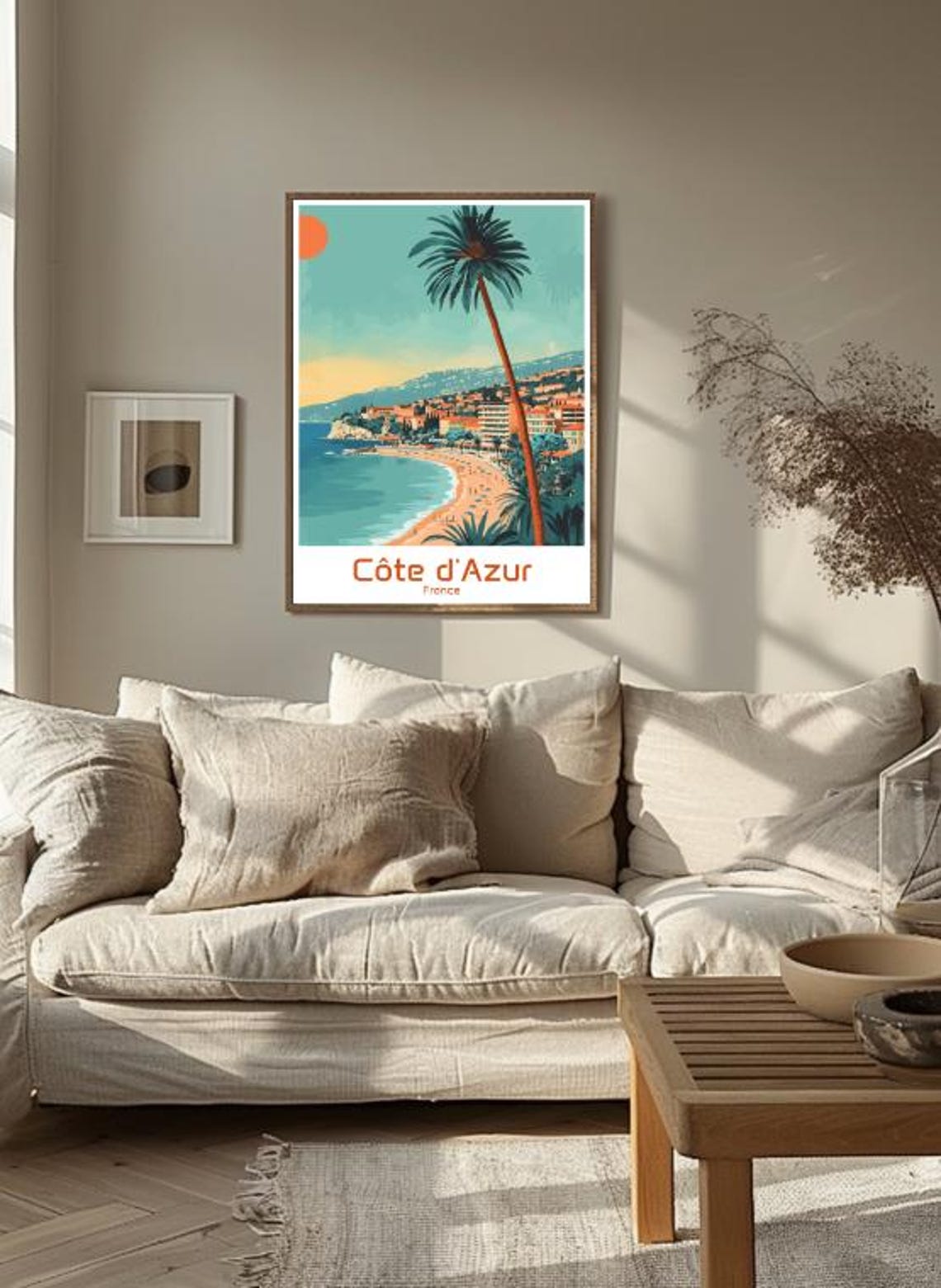 Cote d'Azur France French Riviera Beach Palm Tree Coastline Poster - Image 3