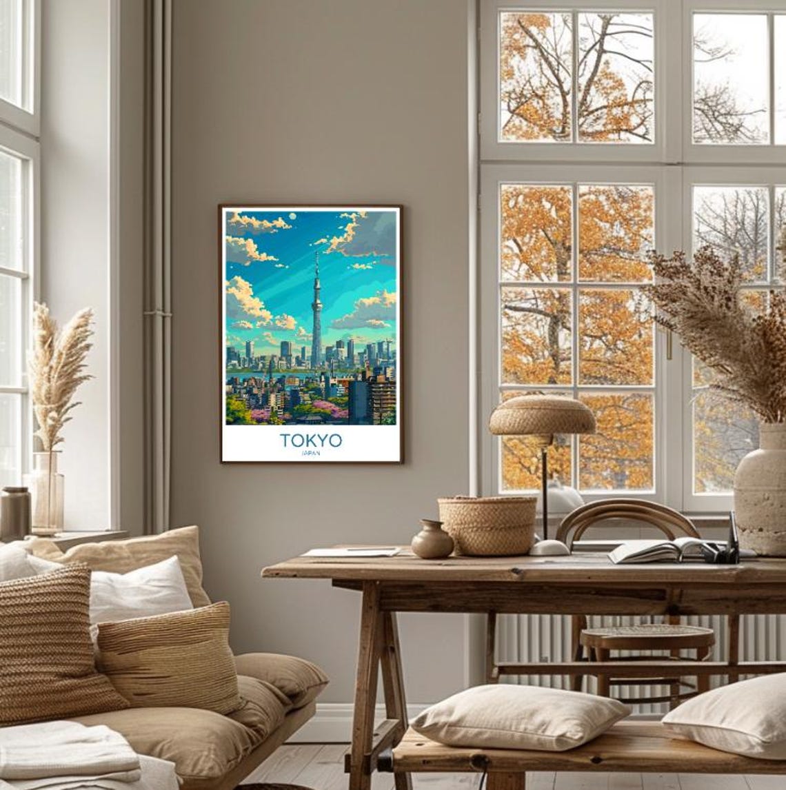 Tokyo Skytree Tower Cityscape with Cherry Blossom Travel Poster - Image 4
