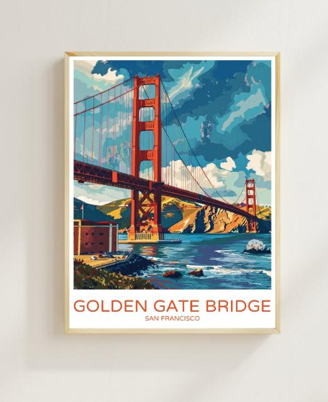 San Francisco Golden Gate Bridge Travel Poster Iconic Wall Art Of California Landmark And Bay Views Usa City Print Travel Gift