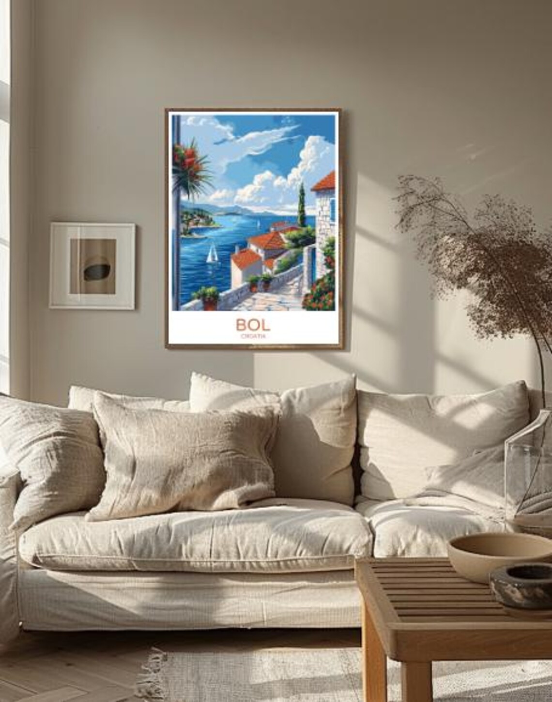 Bol Croatia Travel Poster Terrace Over Adriatic Sea And Sailboats - Image 2