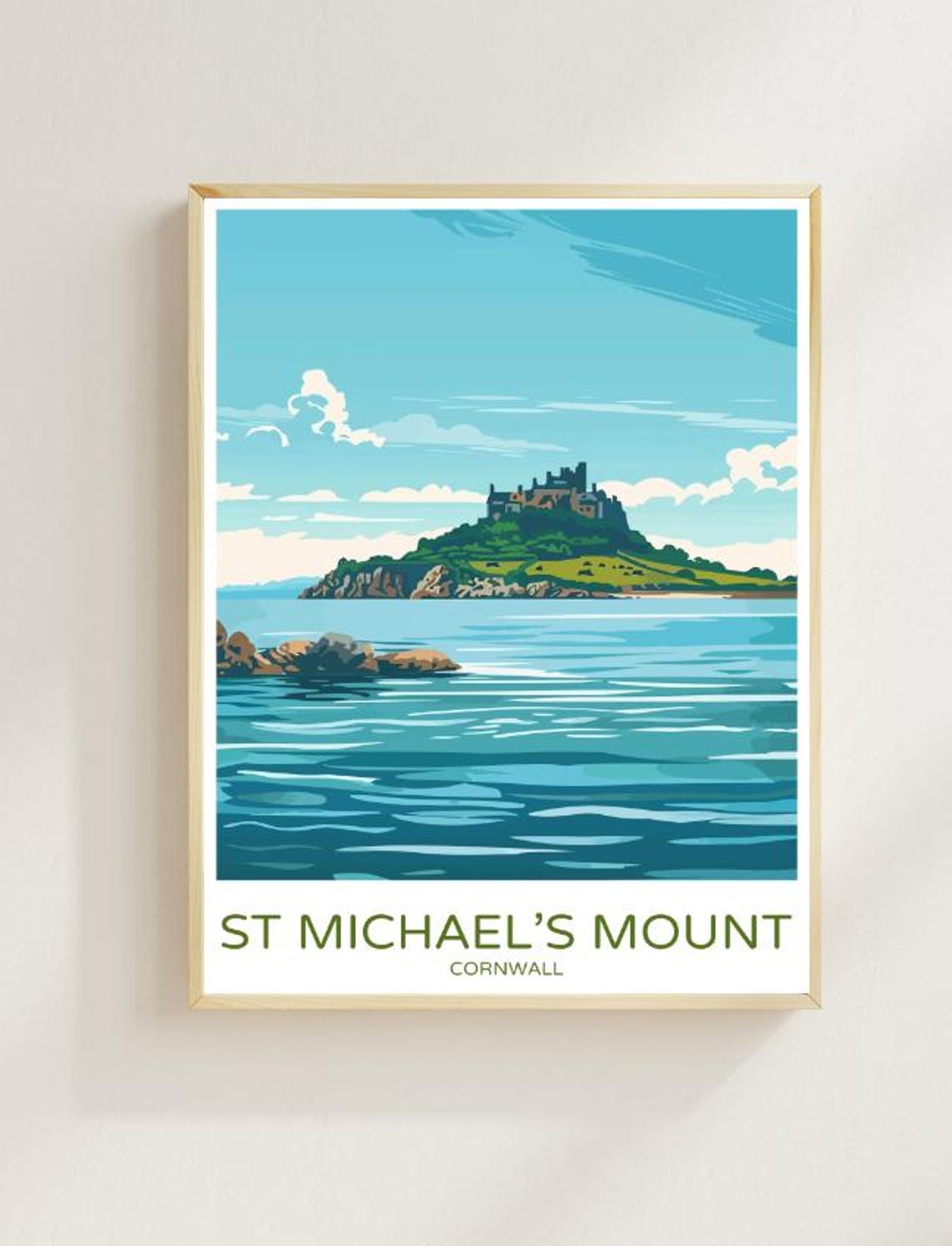 St Michaels Mount Cornwall Tidal Island Castle Travel Poster
