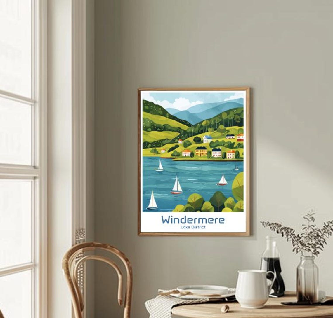Windermere Lake District Sailboats on the Sparkling Water Poster - Image 2