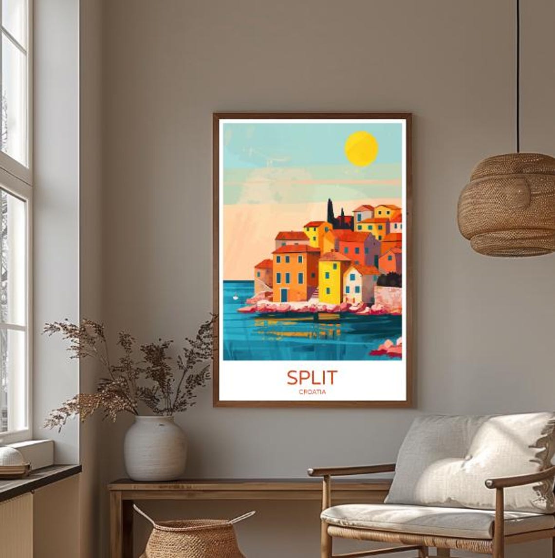 Split Croatia Colourful Old Town Waterfront at Golden Sunset Poster - Image 3