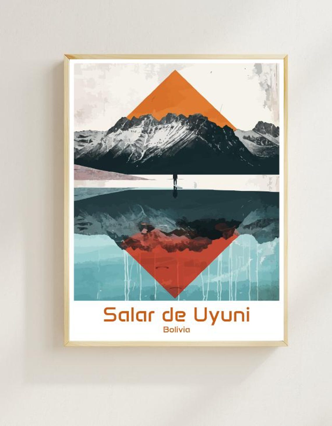Salar de Uyuni Bolivia Mirror Reflection Geometric Art Poster