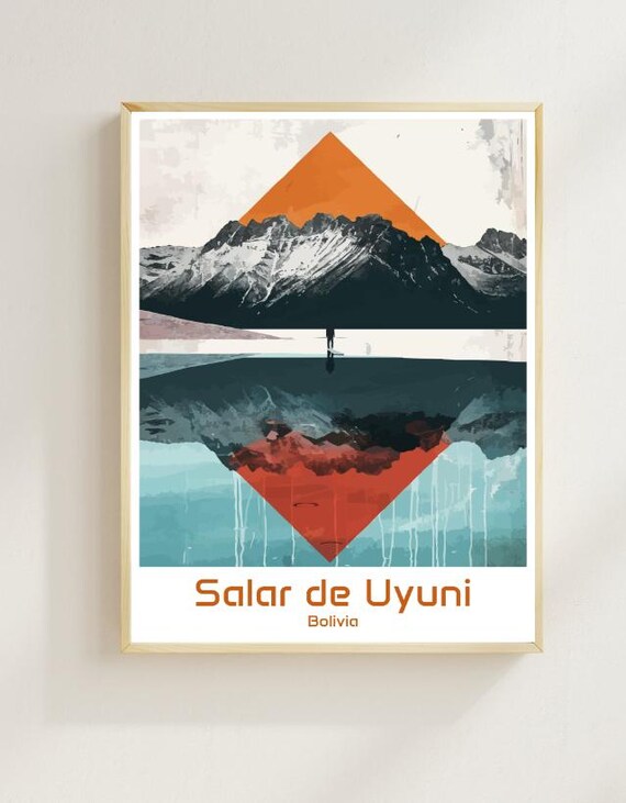 Salar de Uyuni Bolivia Mirror Reflection Geometric Art Poster