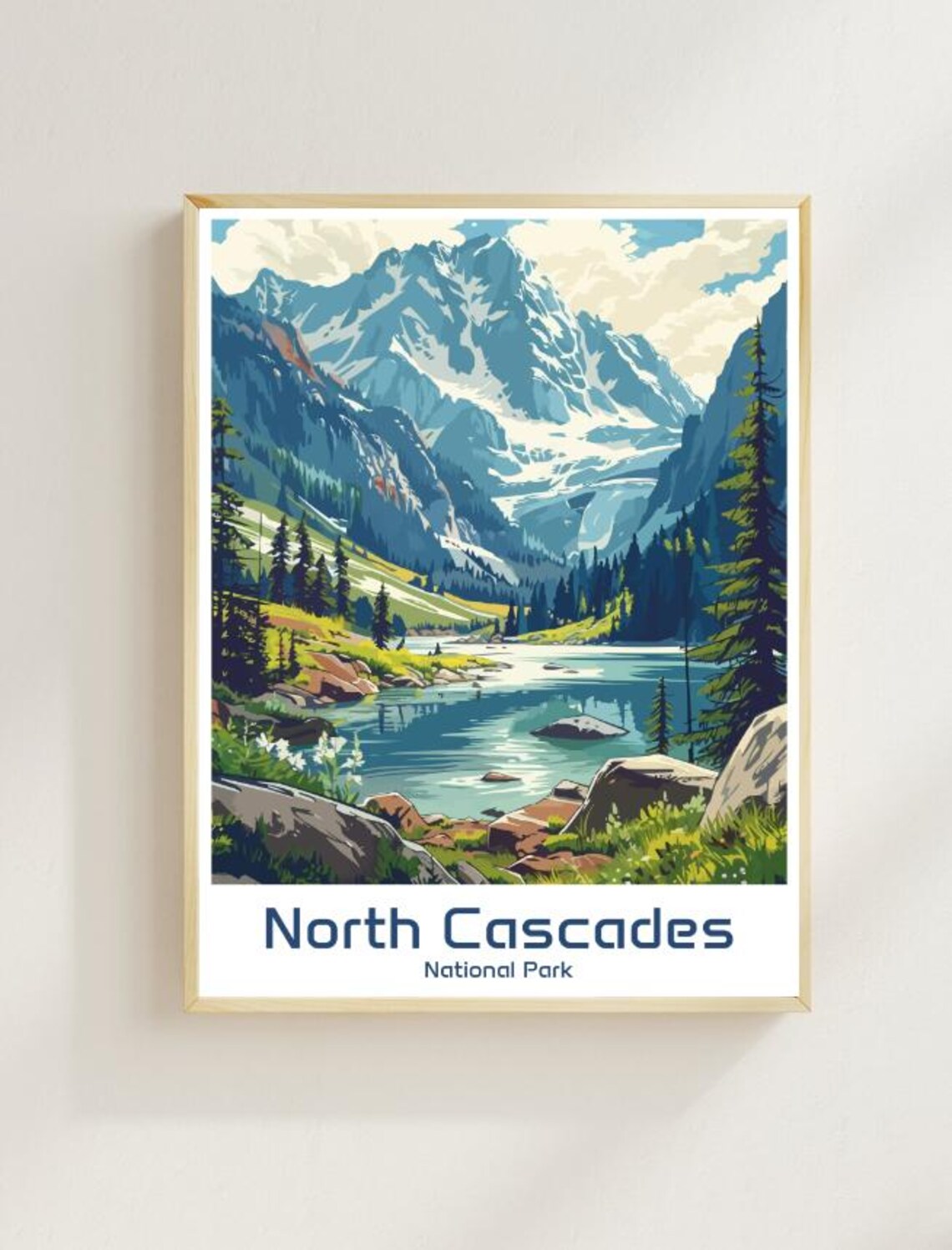 North Cascades National Park Glacial Lake Mountain Scenic Poster