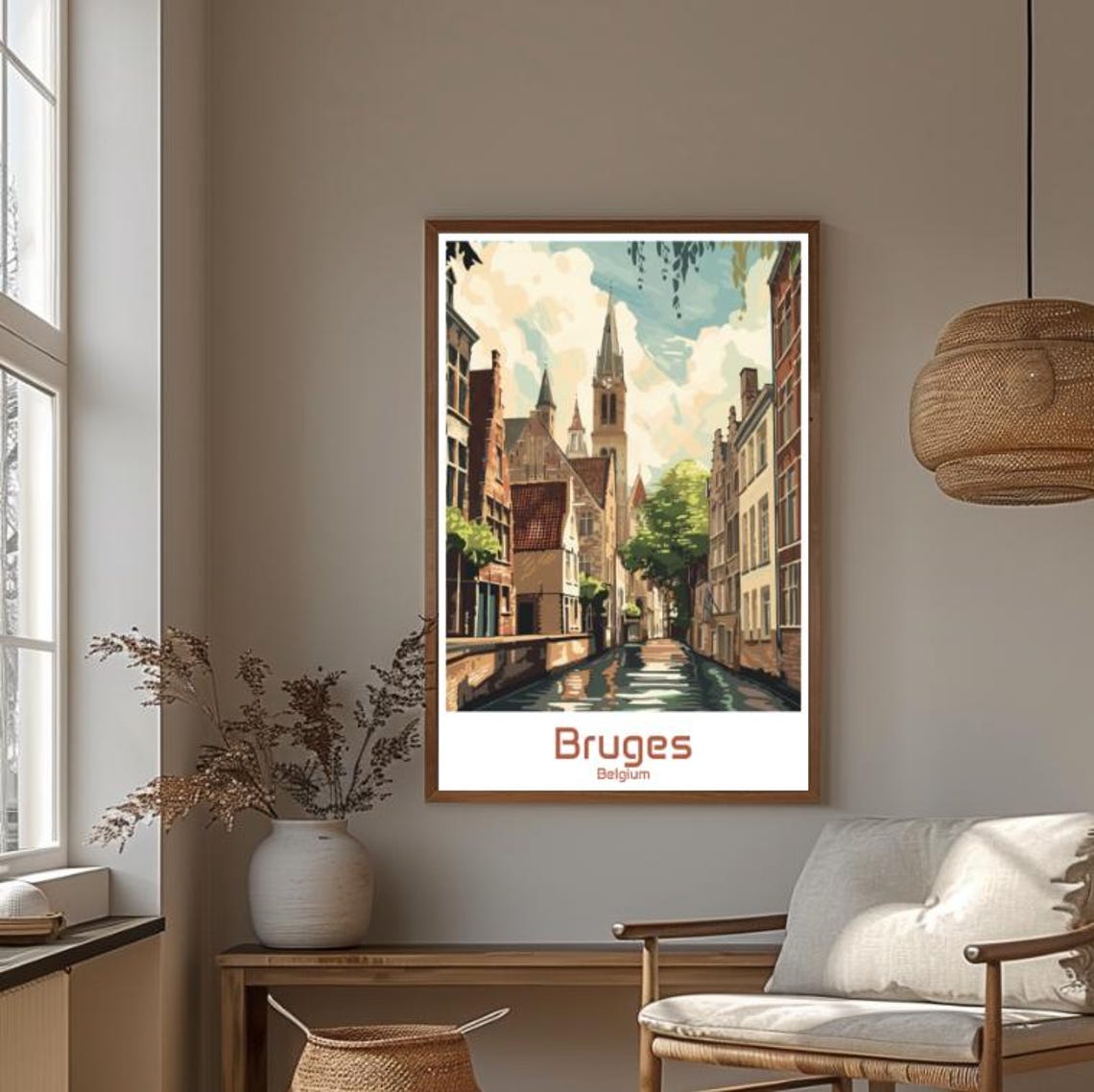 Bruges Belgium Medieval Canal and Belfry Street Travel Poster - Image 4