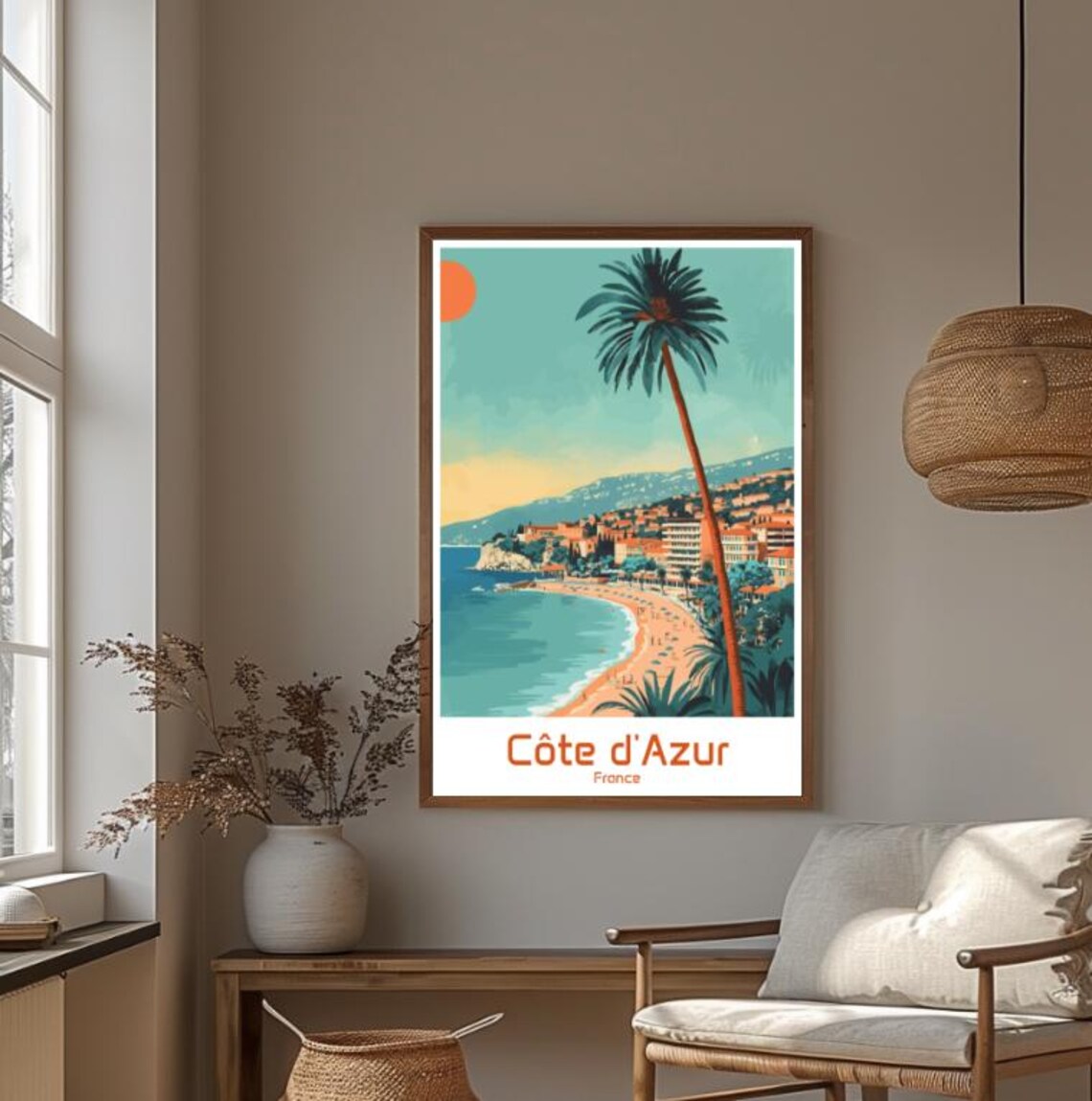 Cote d'Azur France French Riviera Beach Palm Tree Coastline Poster - Image 4