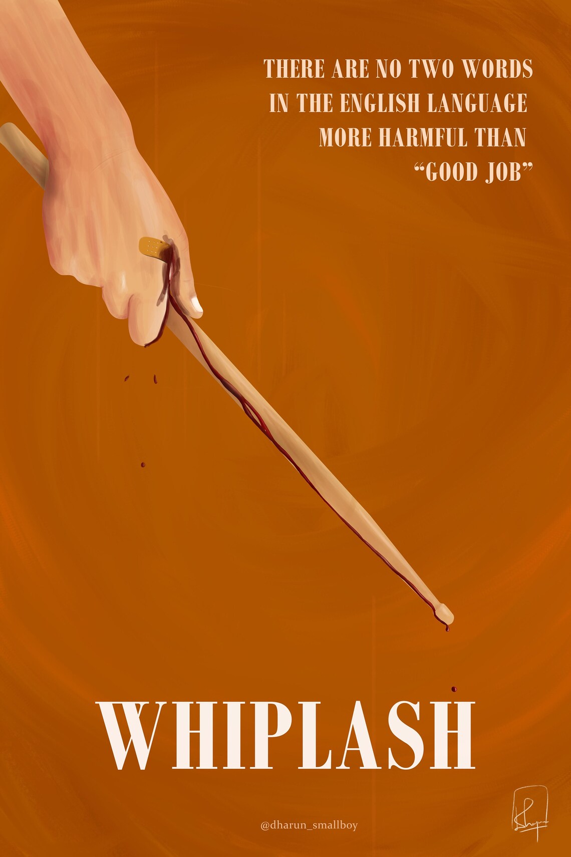 Whiplash Drama Film Bloody Drumstick Good Job Quote Cinema Poster