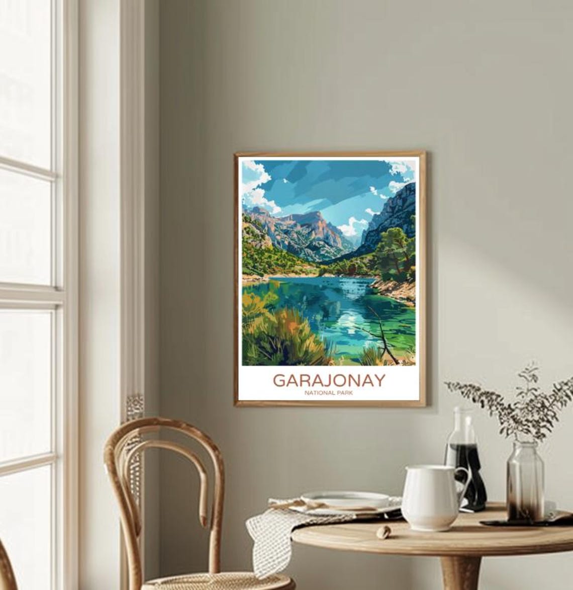 Garajonay National Park Lake Mountains Colorful Travel Poster - Image 2