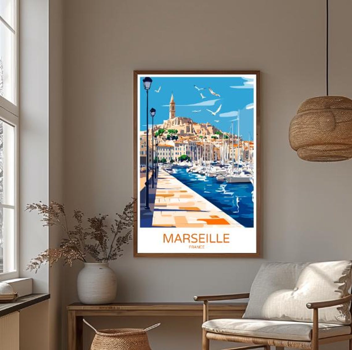 Marseille France Travel Poster Historic Port City Wall Art Old Port Print Mediterranean Seaside Decor French Architecture Artwork - Image 3