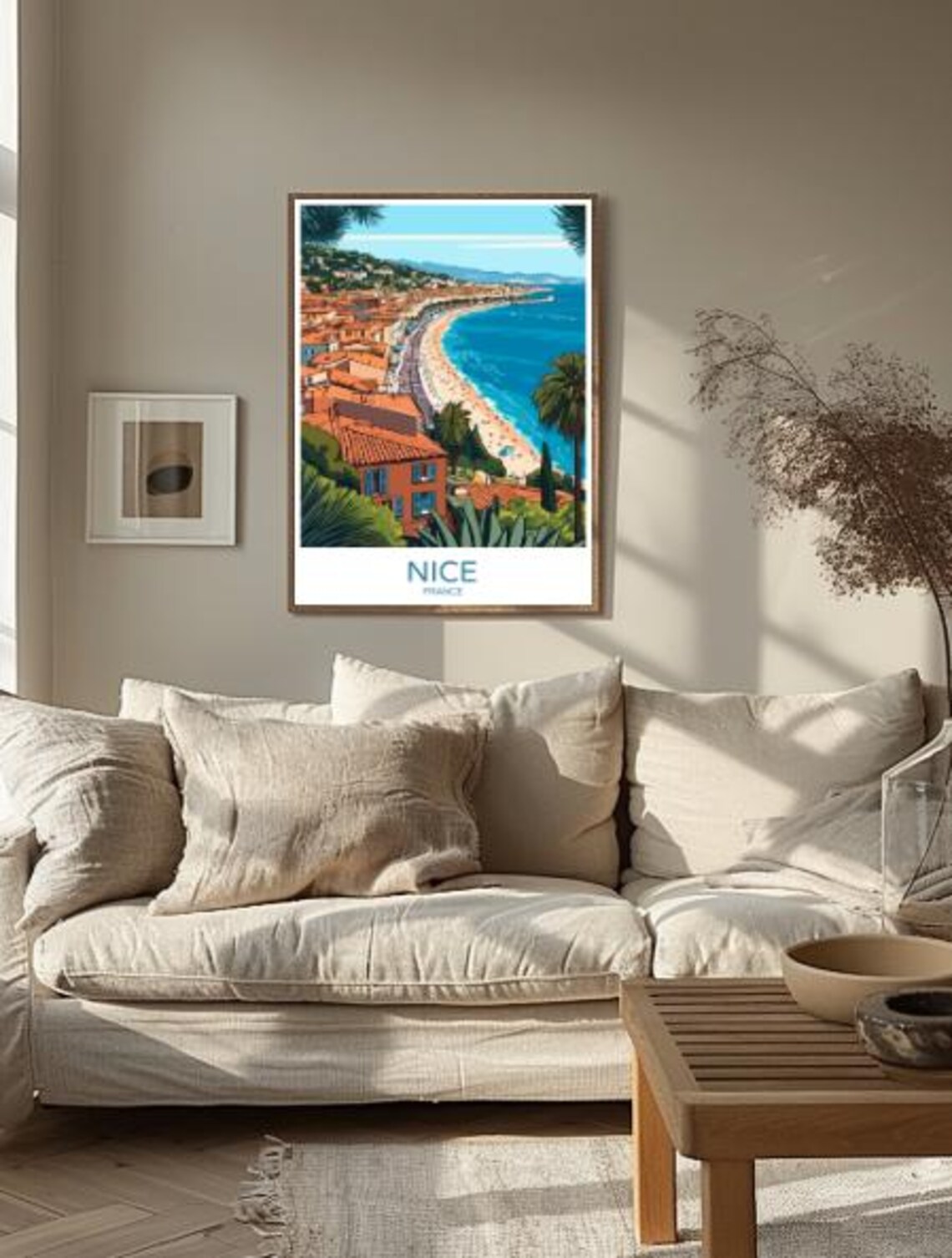 Nice France Travel Poster Beautiful Mediterranean City Wall Art Promenade Des Anglais View Print French Riviera Decor - Image 2