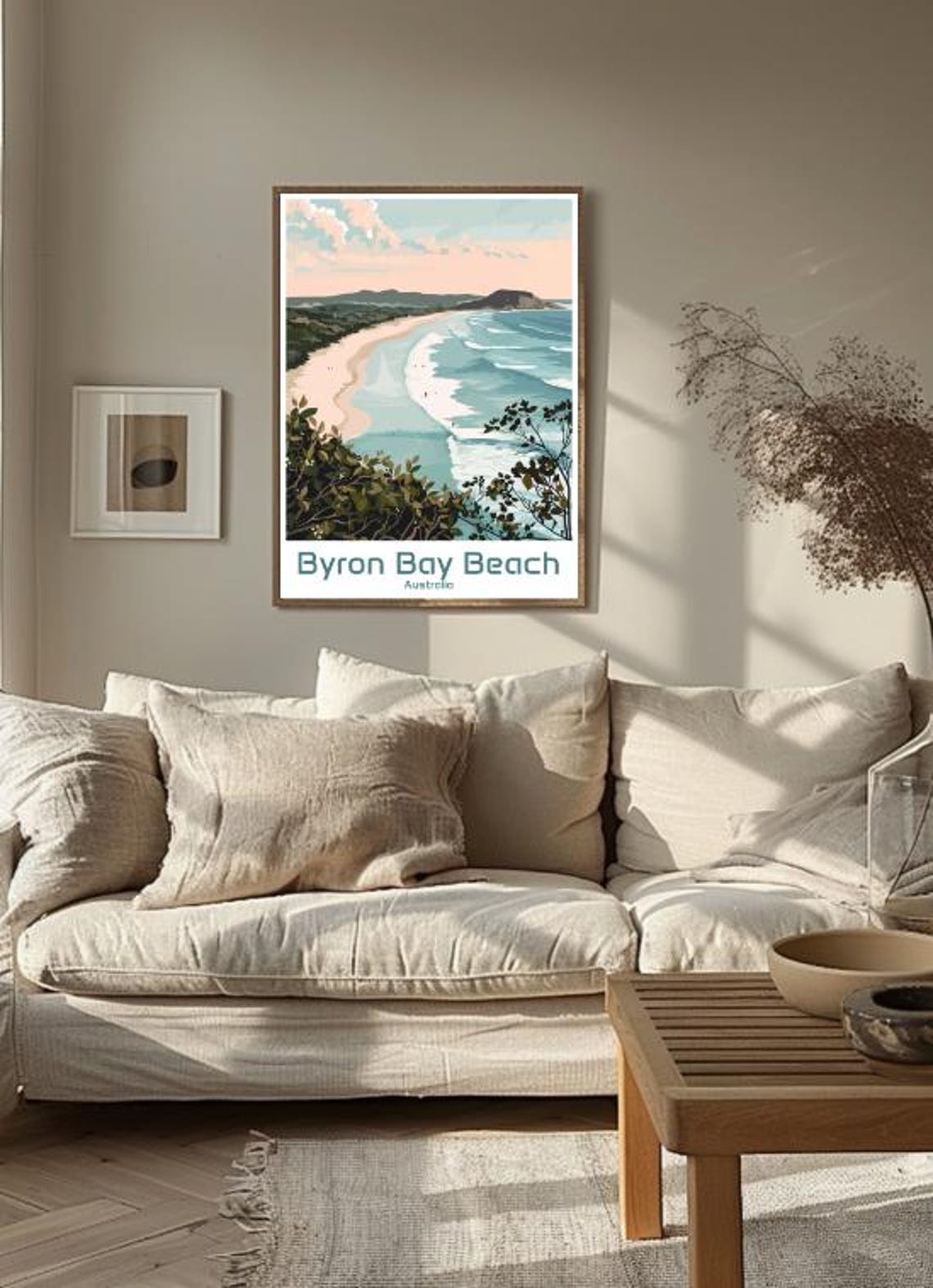 Byron Bay Australia Curved Sandy Beach Surf Retro Travel Poster - Image 3