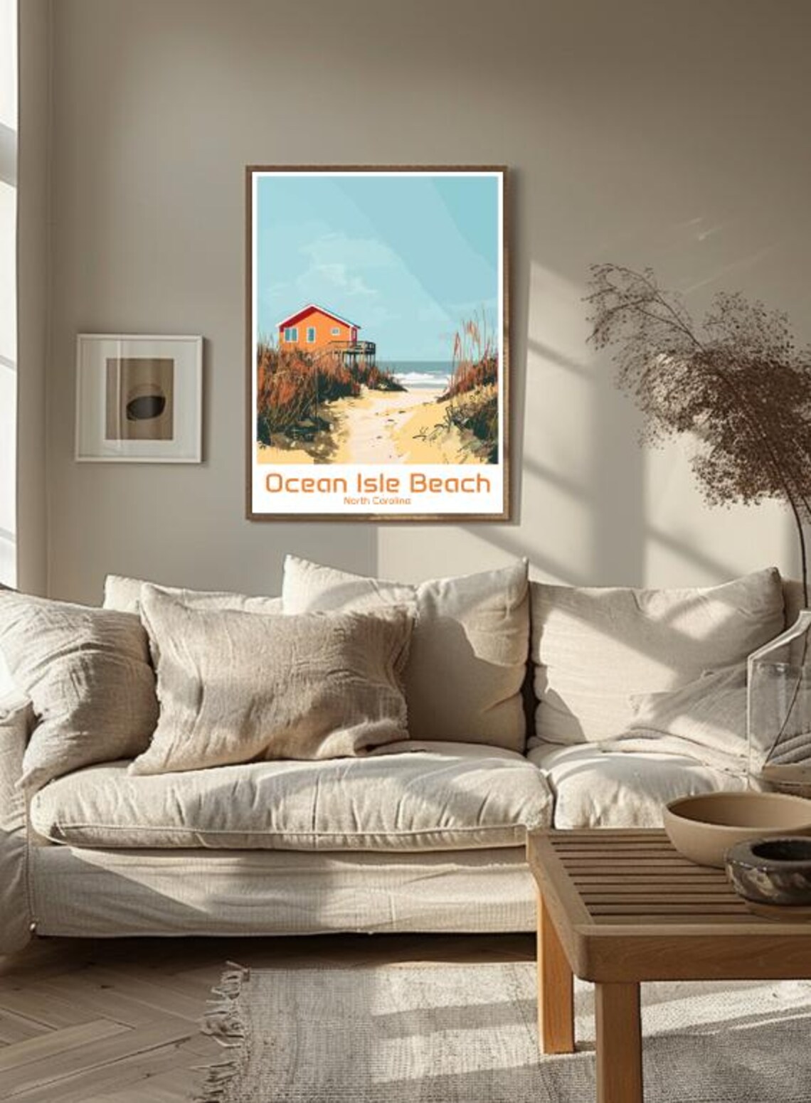 Ocean Isle Beach North Carolina Dune Cottage Vintage Art Poster - Image 3
