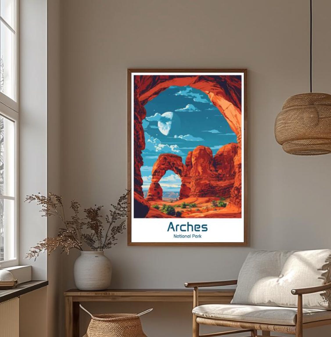 Arches National Park Delicate Arch Moonlit Night Desert Travel Poster - Image 4