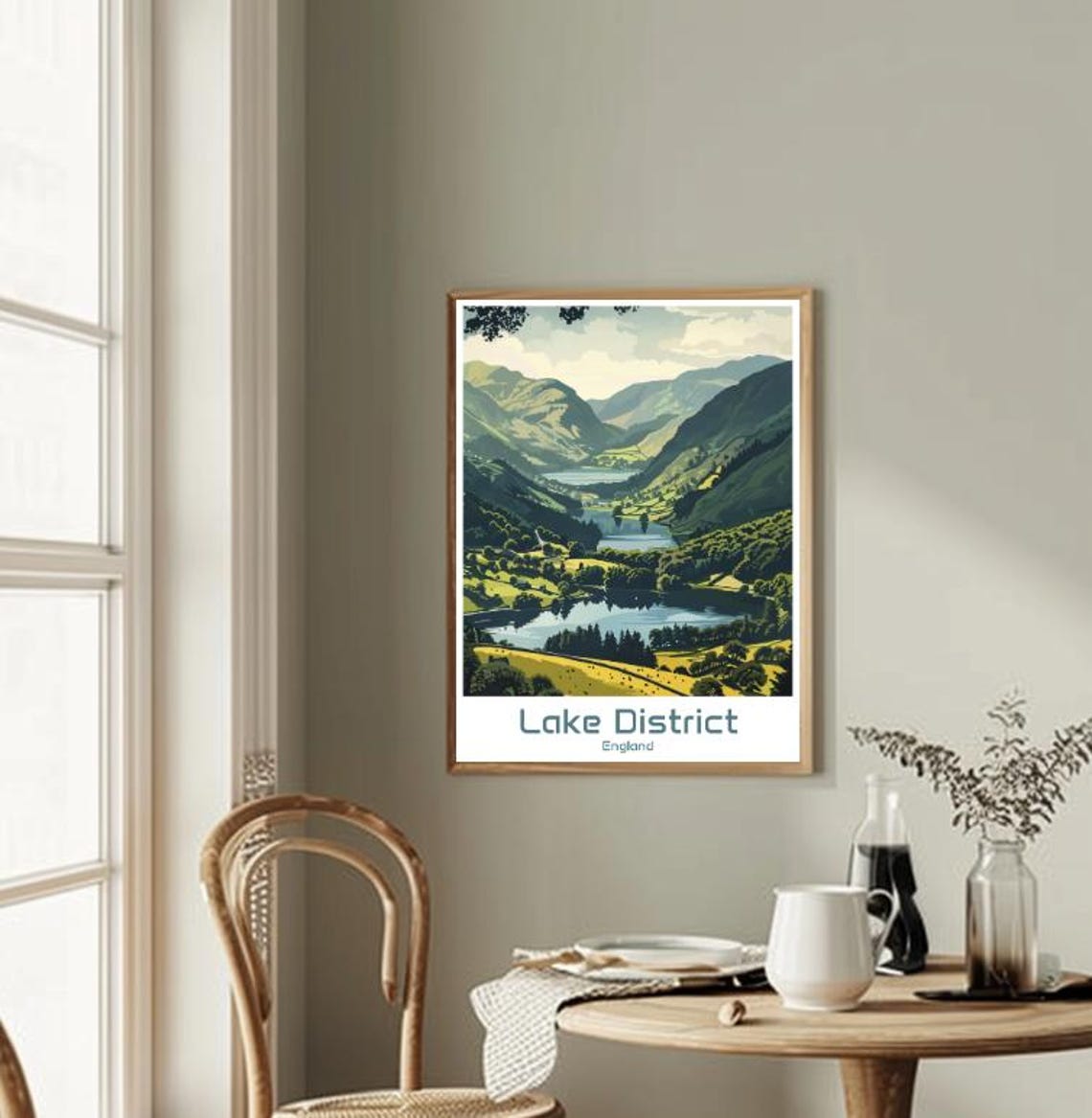 Lake District England Green Valleys and Lakes Vintage Travel Poster - Image 2