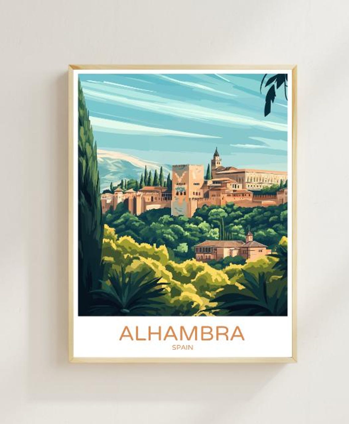 Alhambra Spain Moorish Palace Hilltop Gardens Granada View Poster