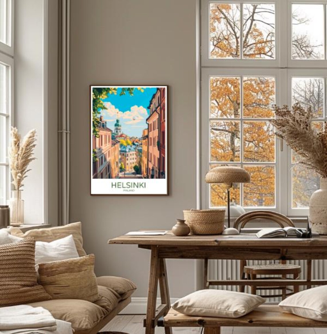 Helsinki Finland Historic Street View Cathedral Old Town Travel Poster - Image 4