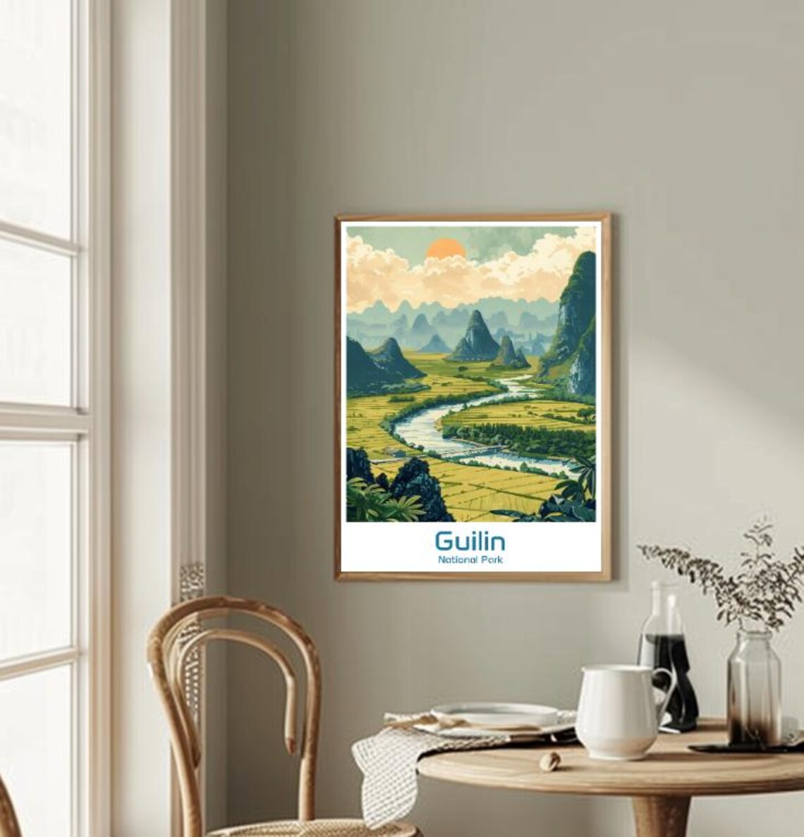Guilin National Park China Karst River Valley Retro Travel Poster - Image 2